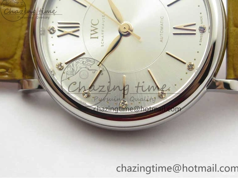 MIROTIME 0127 Durable Portofino 37mm SS V7F 1:1 Best Edition White Dial on Light Brown Leather Strap A 7092